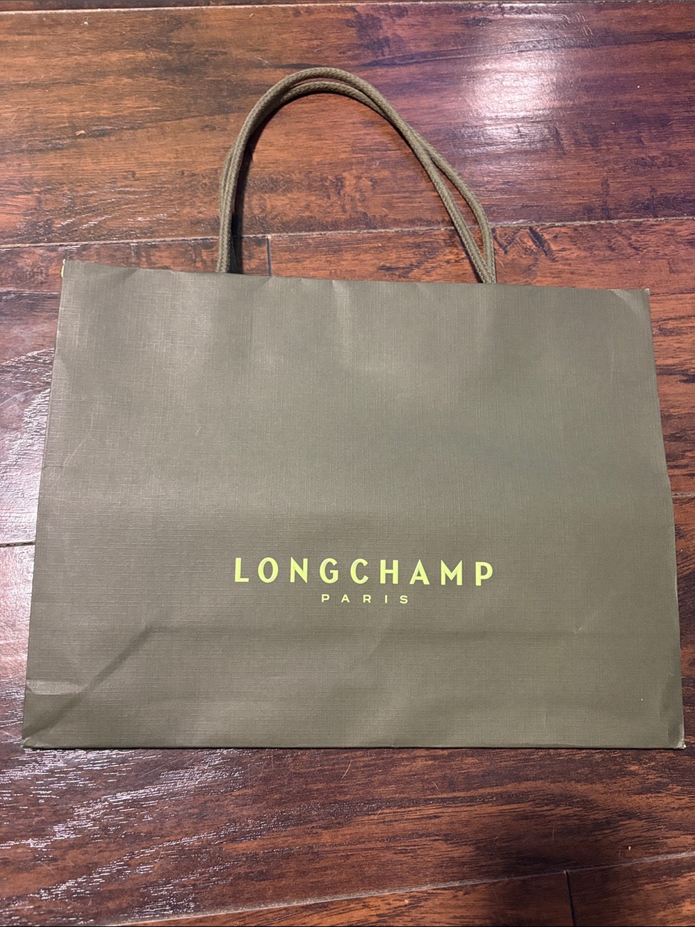 Longchamp Olive Shopping Bag with Rope Handles and Logo